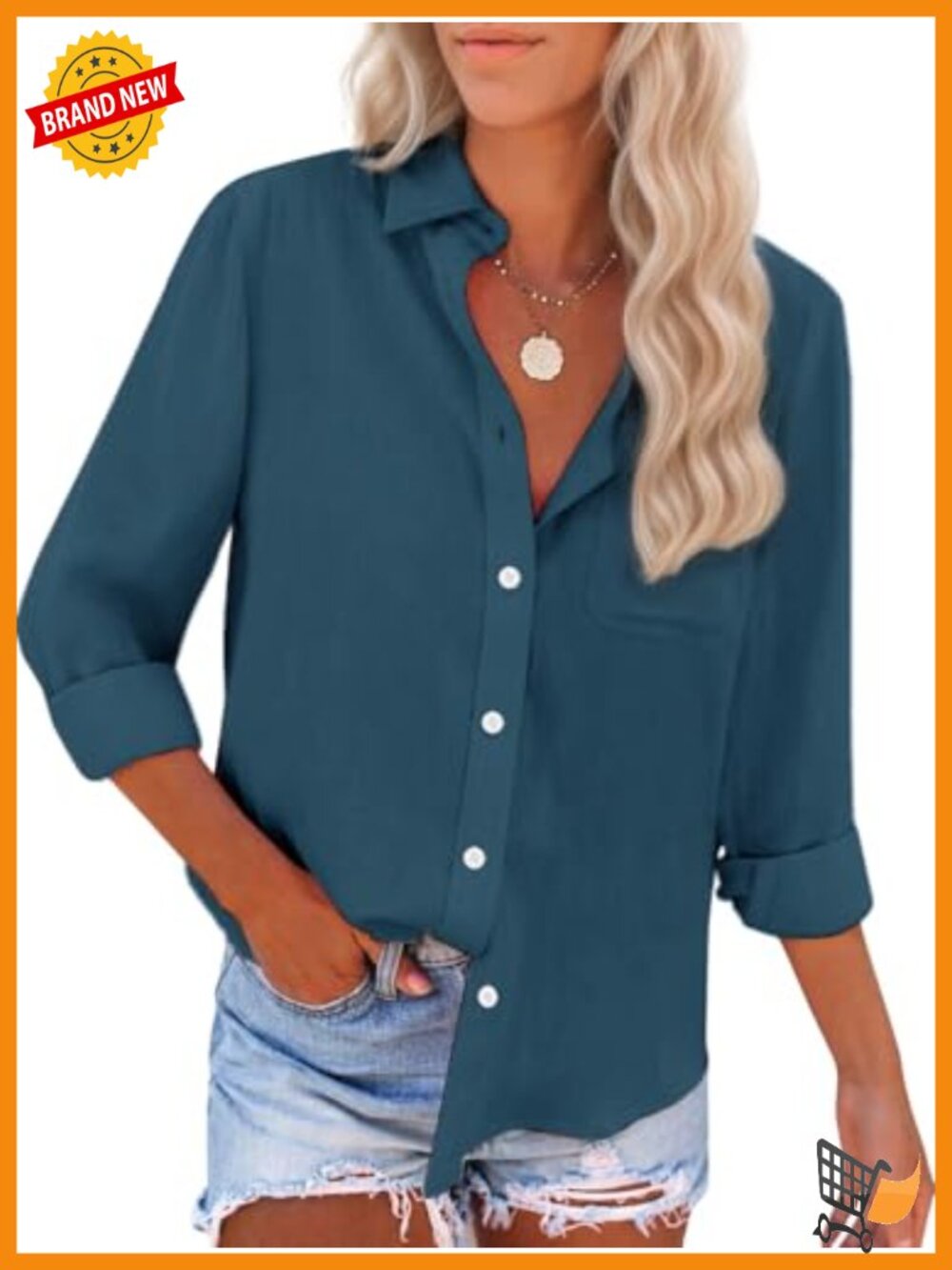 Womens Cotton Oxford Button Down Shirt Long Sleeve Collared Tunic Pocket